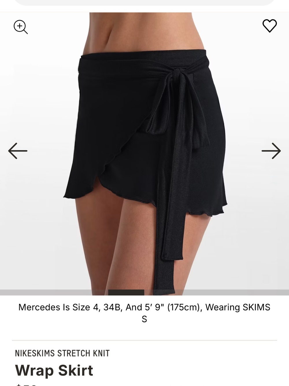 NikeSKIMS Stretch Knit Wrap Tie Skirt Small Onyx New W Tags!